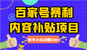 百家号暴利内容补贴项目,图文10元一条,视频30一条,新手小白日赚300+-优优云创