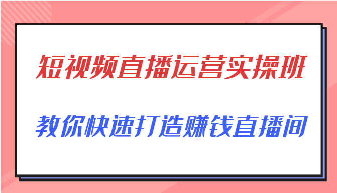 短视频直播运营实操班，直播带货精细化运营实操，教你快速打造赚钱直播间-优优云创