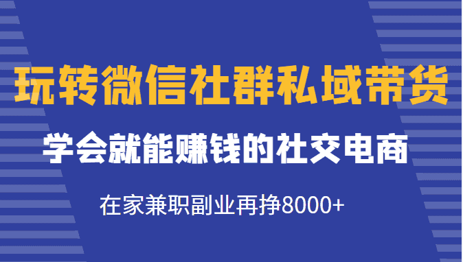 玩转微信社群私域带货，学会就能赚钱的社交电商，在家兼职副业再挣8000+-优优云创