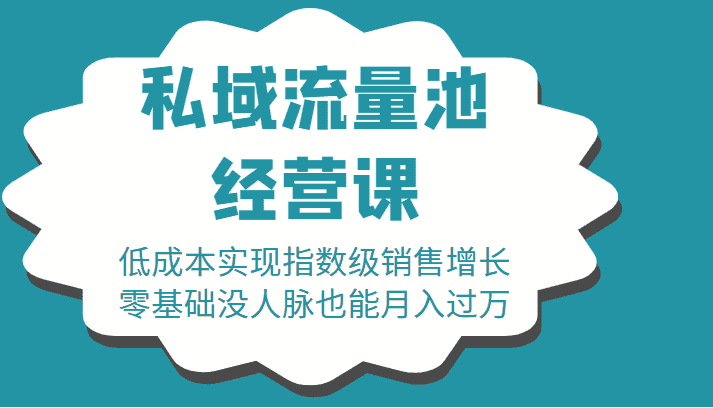 16堂私域流量池经营课：低成本实现指数级销售增长，零基础没人脉也能月入过万-优优云创