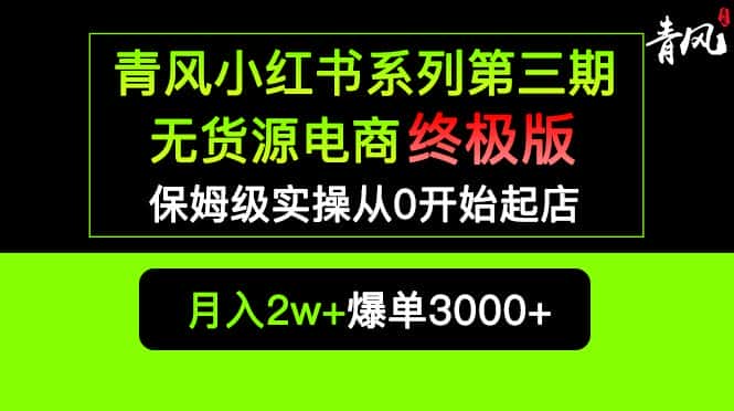 （5723期）小红书无货源电商爆单终极版【视频教程+实战手册】保姆级实操从0起店爆单-优优云创