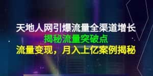 天地人网引爆流量全渠道增长：揭秘流量突然破点，流量变现，月入上亿案例-优优云创