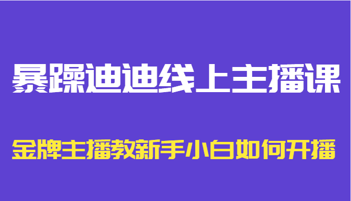 暴躁迪迪线上主播课，金牌主播教新手小白如何开播-副业吧