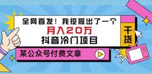 老古董说项目：全网首发！我挖掘出了一个月入20万的抖音冷门项目（付费文章）-优优云创
