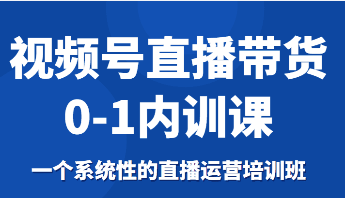视频号直播带货0-1内训课，一个系统性的直播运营培训班-副业吧