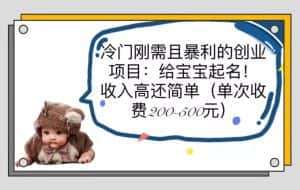 （6019期）冷门刚需且暴利的创业项目：给宝宝起名！收入高还简单（单次200-500）-优优云创