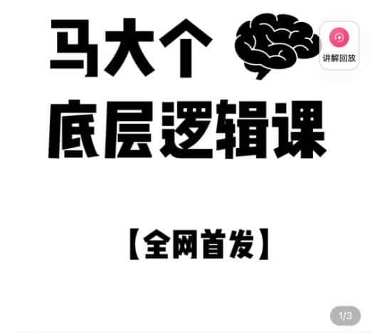 马大个·底层逻辑课，51节底层逻辑智慧课-价值1980元-优优云创