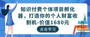 知识付费个体项目孵化器，打造你的个人财富收割机-价值1680元-副业吧