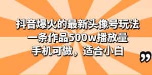 （6064期）抖音爆火的最新头像号玩法，一条作品500w播放量，手机可做，适合小白-优优云创