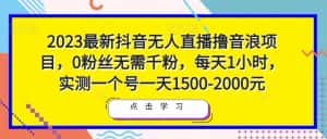 2023最新抖音无人直播撸音浪项目，0粉丝无需千粉，每天1小时，实测一个号一天1500-2000元-优优云创网