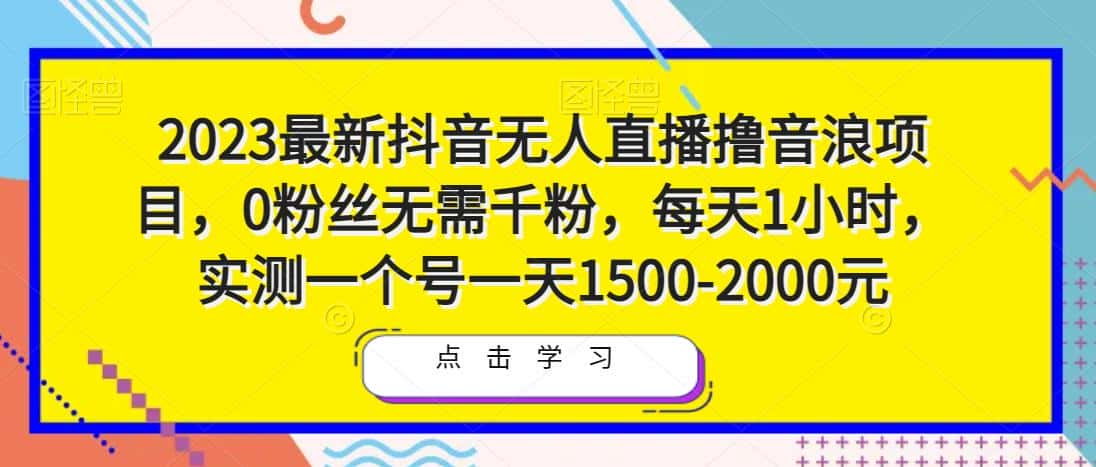 2023最新抖音无人直播撸音浪项目，0粉丝无需千粉，每天1小时，实测一个号一天1500-2000元-优优云创网