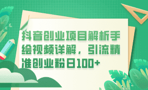 （6144期）抖音创业项目解析手绘视频详解，引流精准创业粉日100+-副业吧