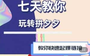 拼多多快速起爆链接思路1.0课程，七天教你玩转拼夕夕，教你快速起爆链接-副业吧