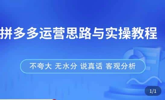 拼多多店铺运营思路与实操教程,快速学会拼多多开店和运营,少踩坑,多盈利-副业吧
