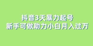 （6177期）抖音3天暴力起号新手可做助力小白月入过万-优优云创