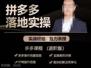 拼多多实战篇·落地实操：多多操作完整思路+实操案例讲解+拆解操作思路+复杂的算法简单化-优优云创