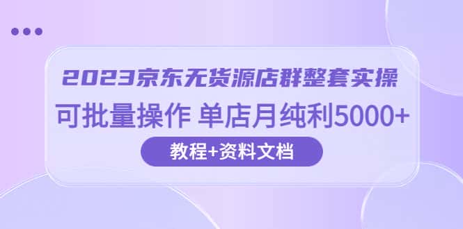 （6223期）2023京东-无货源店群整套实操 可批量操作 单店月纯利5000+63节课+资料文档-优优云创
