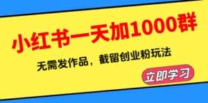 （6306期）小红书一天加1000群，无需发作品，截留创业粉玩法    （附软件）-优优云创