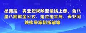 星诺拉·美业短视频流量线上课，含八星八箭镀金公式、定位定全局、美业同城账号案例拆解等-优优云创