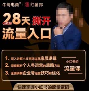 牛哥电商红薯邦28天撕开小红书流量入口，小红书运营系列课，快速掌握小红书的流量密码-优优云创