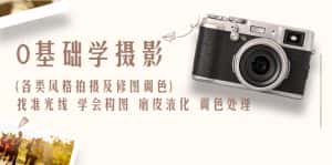 （6351期）0基础学摄影(各类风格拍摄及修图调色)找准光线 学会构图 磨皮液化 调色处理-优优云创