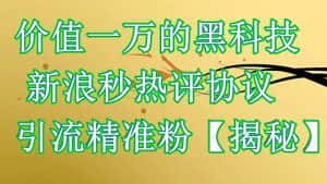 （6370期）价值一万的黑科技 新浪秒热评协议 引流精准粉【揭秘】-优优云创