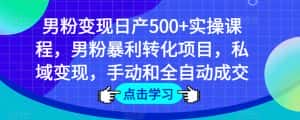 男粉变现日产500+实操课程，男粉暴利转化项目，私域变现，手动和全自动成交-优优云创