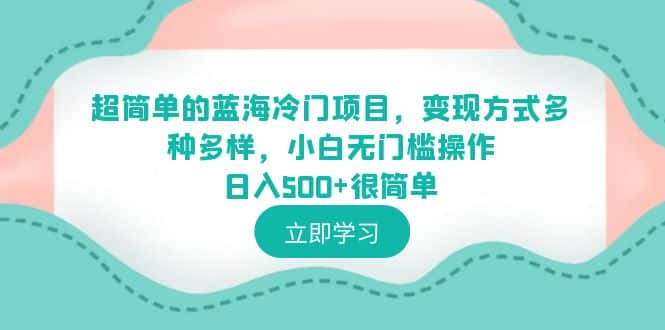 （6422期）超简单的蓝海冷门项目，变现方式多种多样，小白无门槛操作日入500+很简单-副业吧