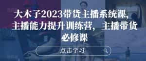 大木子2023带货主播系统课，主播能力提升训练营，主播带货必修课-优优云创