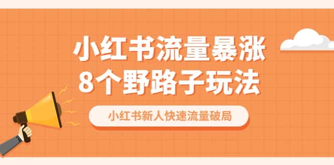 (6476期)小红书流量-暴涨8个野路子玩法:小红书新人快速流量破局(8节课)-副业吧