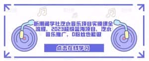 听潮阁学社汽水音乐项目实操课全流程，2023超级蓝海项目，汽水音乐推广，0粉丝也能做-优优云创