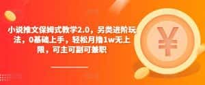 小说推文保姆式教学2.0，另类进阶玩法，0基础上手，轻松月撸1w无上限，可主可副可兼职-优优云创