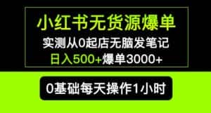 小红书无货源爆单实测从0起店无脑发笔记爆单3000+长期项目可多店-优优云创