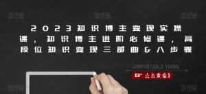 2023知识博主变现实操课，知识博主进阶必修课，高段位知识变现三部曲&八步骤-优优云创