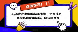 2023拼多多运营玩法系列课，全网独家，​最全15套技术玩法，畅玩拼多多-优优云创