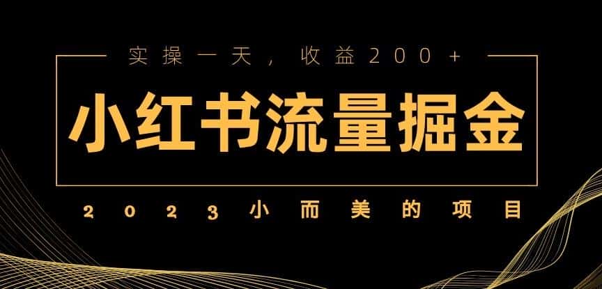 2023小而美的项目，小红书流量掘金，实操一天，收益200+【揭秘】-副业吧