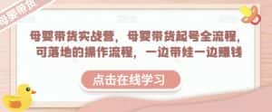 母婴带货实战营，母婴带货起号全流程，可落地的操作流程，一边带娃一边赚钱（附素材）-优优云创