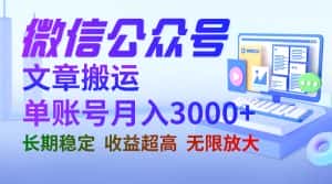 （6652期）微信公众号搬运文章单账号月收益3000+ 收益稳定 长期项目 无限放大-优优云创