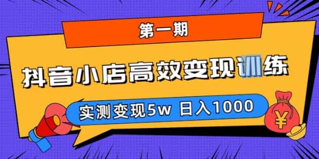 抖音小店高效变现训练营（第一期）,实测变现5w，日入1000【揭秘】-优优云创网