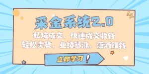 （6750期）采金 系统2.0，私域成交，快速成交收钱，轻松卖货，业绩暴涨，潇洒赚钱-优优云创网