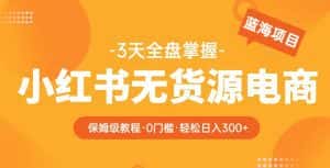 2023【阿本小红书无货源电商训练营】保姆级教程，从0到1，3天全盘掌握，轻松日入300+-优优云创