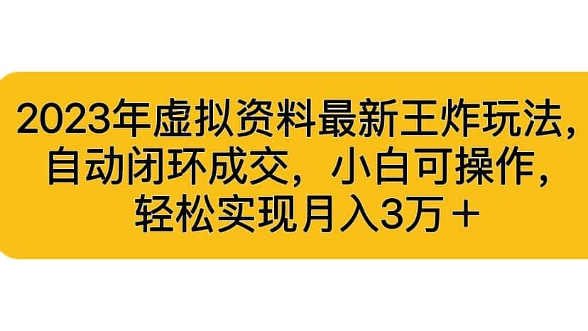 （6773期）2023年虚拟资料最新王炸玩法，自动闭环成交，小白可操作，轻松实现月入3…-优优云创