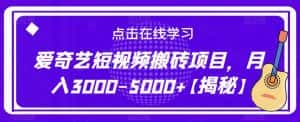 爱奇艺短视频搬砖项目，月入3000-5000+【揭秘】-优优云创