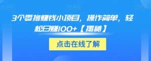 3个零撸赚钱小项目，操作简单，轻松日赚100+【揭秘】-优优云创