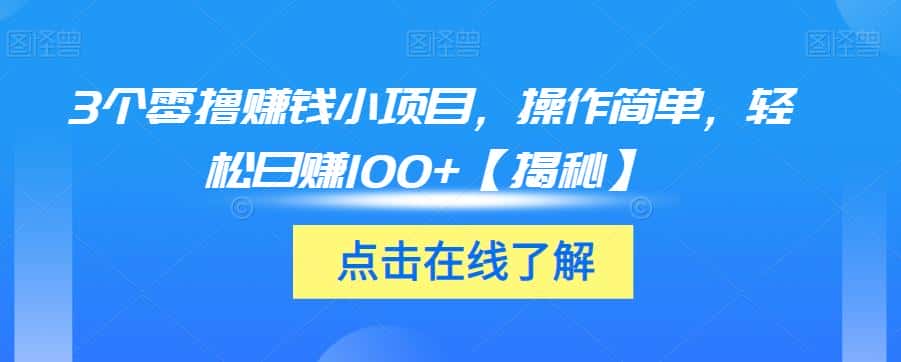 3个零撸赚钱小项目，操作简单，轻松日赚100+【揭秘】-优优云创
