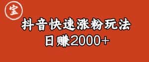 宝哥私藏·抖音快速起号涨粉玩法（4天涨粉1千）（日赚2000+）【揭秘】-优优云创
