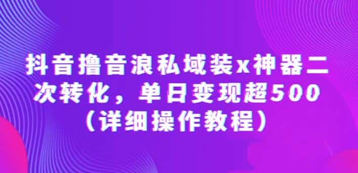 抖音撸音浪私域装x神器二次转化，单日变现超500（详细操作教程）【揭秘】-优优云创