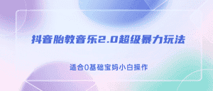 （6915期）抖音胎教音乐2.0，超级暴力变现玩法，日入500+，适合0基础宝妈小白操作-优优云创