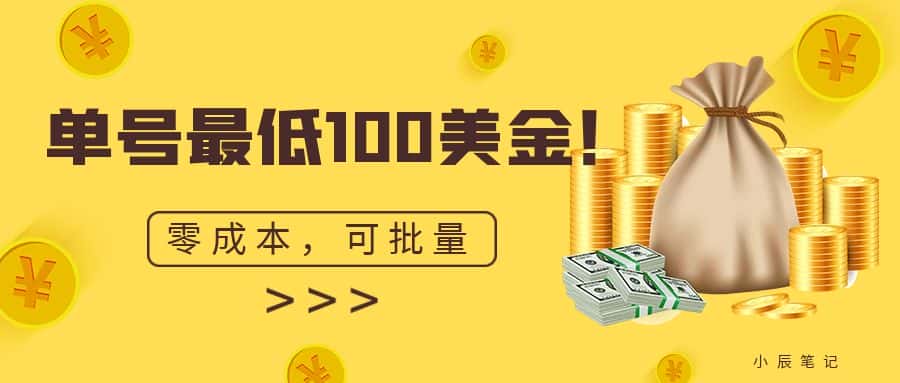 （6975期）单号最低100美金，零成本，小白无脑操作。可复制，可扩大。-副业吧