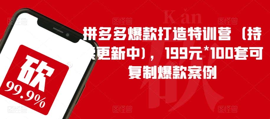 拼多多爆款打造特训营（持续更新中)，199元*100套可复制爆款案例-优优云创